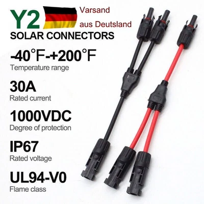 EASUN 1paar Solarstecker Verteiler Buchse 2 Fach Y Solarpanel Kabel Adapter Solarkabel