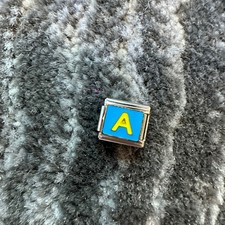 Italian Charm Letter A Link Stainless Steel Silver Jewelry Blue Charm Y2k Gift Italian Charm Letter A Link Stainless Steel Silver Jewelry Blue Charm Y2k Gift