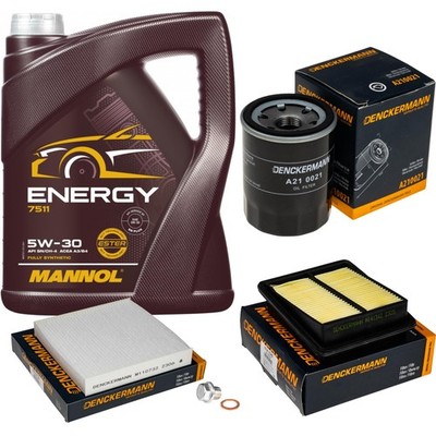 DENCKERMANN Inspektionspaket 5L MANNOL 5W-30 für Honda Jazz II 1.3 iDSi