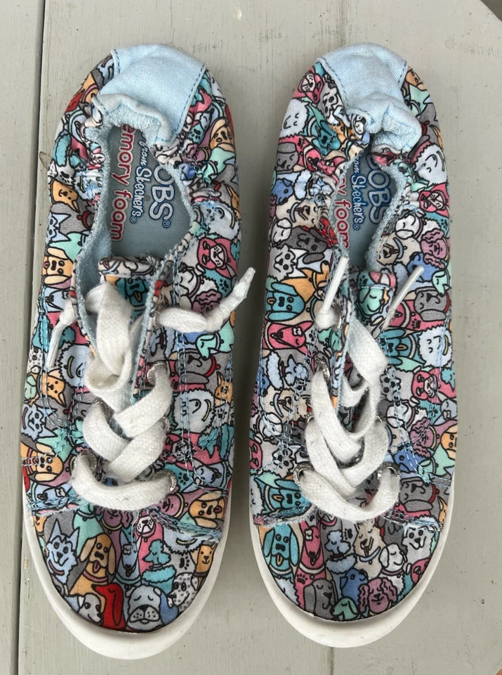 Skechers Bobs Sneakers Womens Size 6 Dogs Flats Graphic Slip On Beach Shoes 3260 - Image 2 of 4