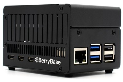 BerryBase Gehäuse für Raspberry Pi 5, für NVMe HATs, eloxiertes Aluminium,