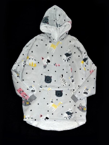 Women Love to Laze Hoodie Grey Plush One Size