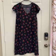 Shein Cherry Print Flutter Sleeve Dress 4XL