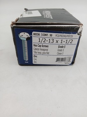 Midwest Fastener 00336 Grade 5 Hex Cap Screws 1/2-13 X 1-1/2 Qty 50 New Open Box