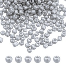 Glass Beads 4mm Hole Loose Beads for Bracelet Earring Making Silver Tone