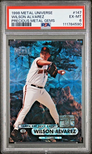 1998 SKYBOX METAL UNIVERSE PRECIOUS METAL GEMS #147 WILSON ALVAREZ #02/50 PSA 6