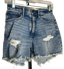 Abercrombie Fitch High Rise Curve Love Shorts Distressed Size 26/2 raw edge