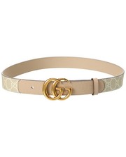 Gucci Gg Marmont Thin Gg Supreme Canvas  Leather Belt Women's