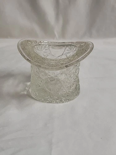 Vintage Fenton Clear Glass Daisy Button Top Hat Toothpick Holder Trinket