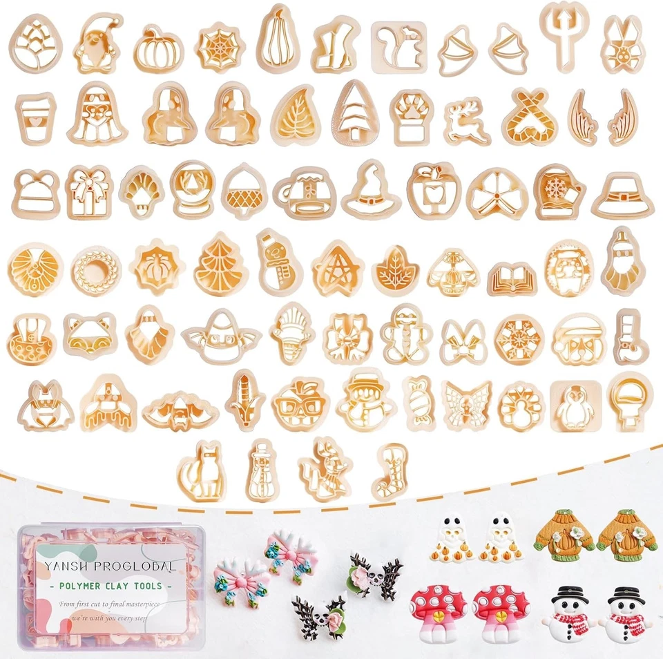 Polymer Clay Cutters Set 70pcs Fall Winter Halloween Christmas Shapes for Jew... - Image 3 of 4