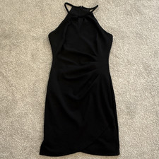 GUESS Black Sheath Halter Neck Sleeveless Knee Length Stretch Zip Dress 4
