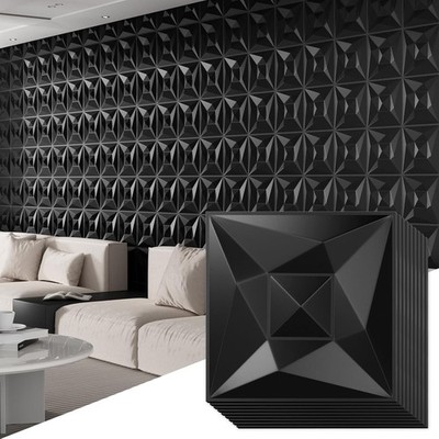 40 PCS 3D Wall Panels for Interior Wall Décor Black 11.8''*11.8'' Covering Pane...