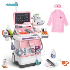 Toddler Doctor Kit - Pretend Play Medical Cart Set with Stethoscope Costume