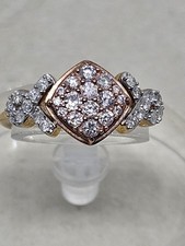 Typ Ila rosérosa, weißer Diamant Ring in 9K bicolor Gold 0,52ct Größe M (2,06g)