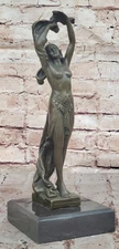 Signed Art Deco Belly Dancer Bronze Marble Sculpture Statue Figurine Figure