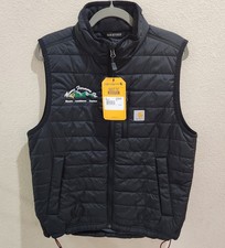 New Carhartt Rain Defender Vest Medium Black Men Relaxed Fit Quilted Full Zip