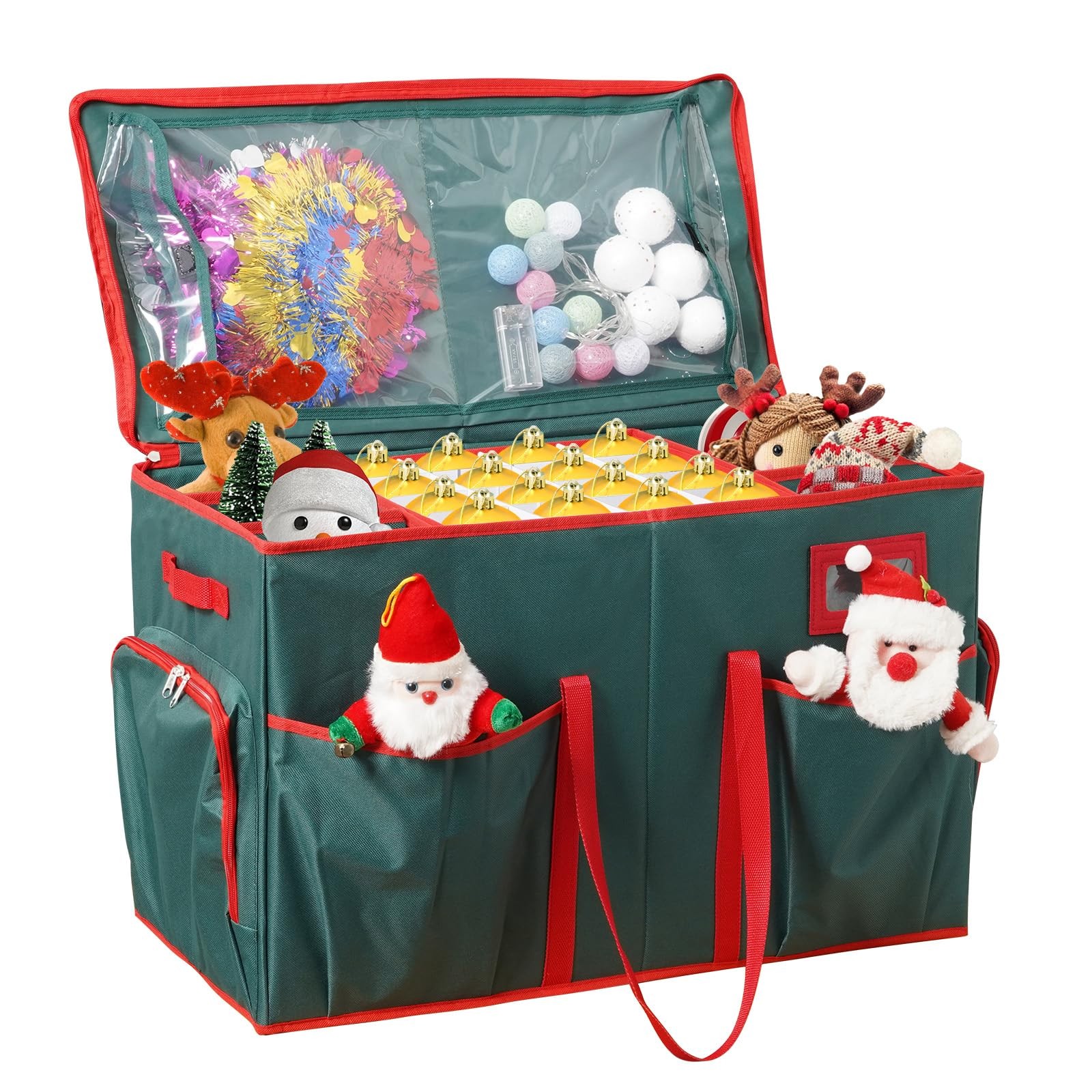 2-in-1 Christmas Ornament Storage Box and Holiday Decor Organizer