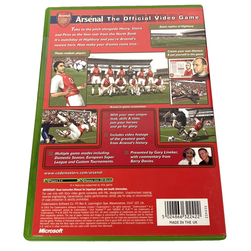 Arsenal Club Football 2003/04 Season Xbox Game PAL Brand New & Factory Sealed - Image 2 of 4