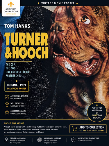 Turner & Hooch 1989 Original Movie Poster Tom Hanks Folded NSS 890080