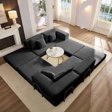 Oversized Upholstered Sectional Sofa Sleeper Bed L-Shaped Sofa Set Modular Couch