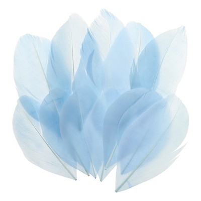 80 Stück helle himmelblaue Bastel-Gänsefedern 2-3,1 Zoll für Crafting