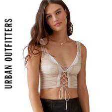 NEW UO Urban Outfitters Ruched Lace-Up Tank Top S