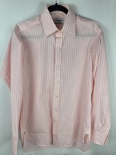 Turnbull & Asser LS Pink & White Striped Dress Shirt Sz 15 1/2 (39) England Made