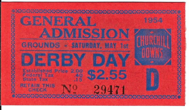 1954 KENTUCKY DERBY TICKET