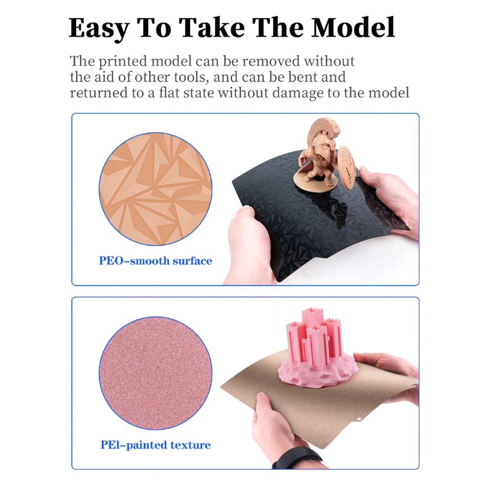 3D Print Build Plate Flexible PEO PEI Textured Smooth Spring Steel Bed For