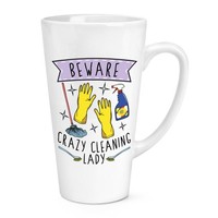 Beware VerrüCkte Reinigung Damen 483Ml Groß Latte Becher Tasse Mutter Tag Lustig