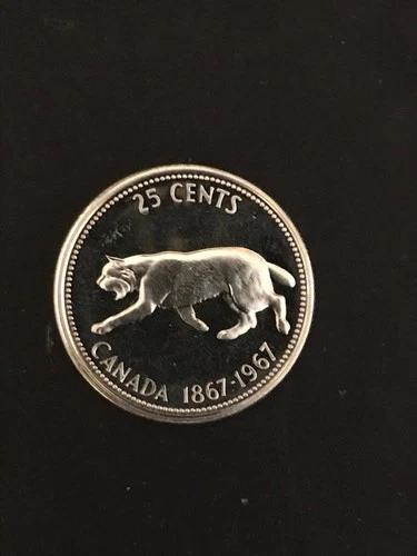 1967 CANADA 25 CENTS SILVER QUARTER PROOF-LIKE CAMEO