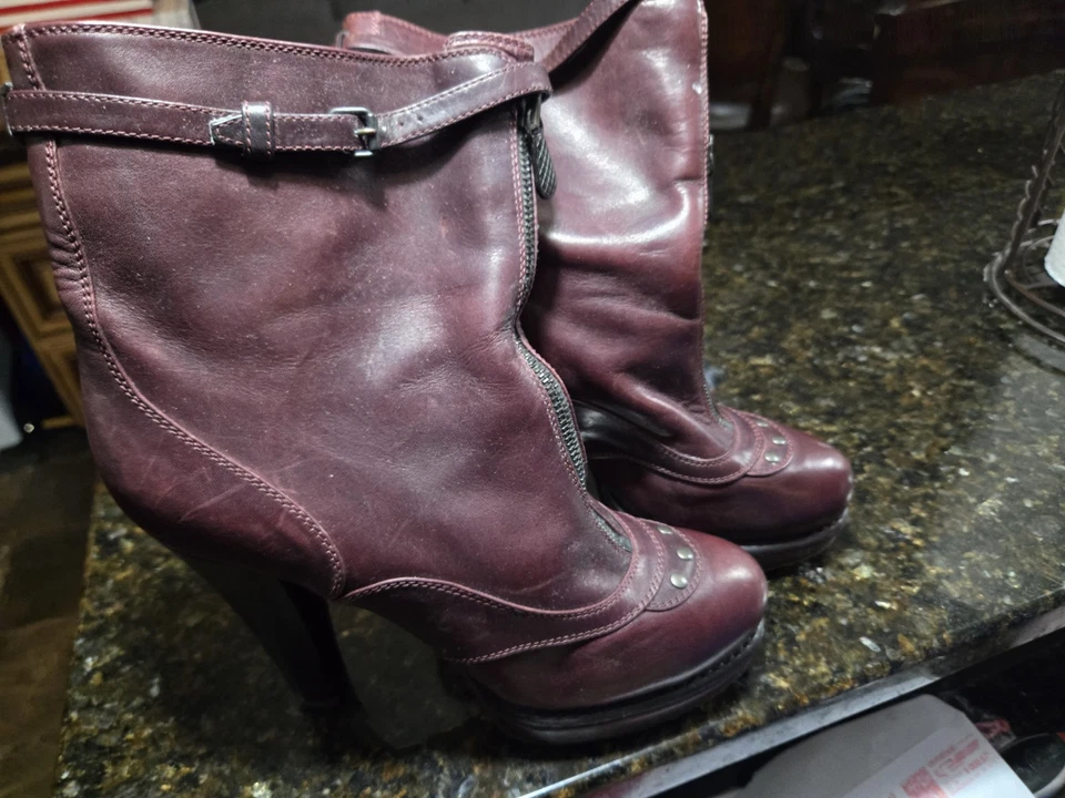 Botas de cuero Bottega Veneta tacón borgoña Foto 4 de 4