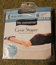 No Nonsense Great Shapes Size B Almost Black, All Over Shaper Pantyhose Vintage