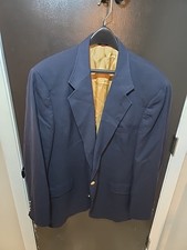 Hart Schaffner Marx Men's Navy Blue Gold 2 Button Blazer Jacket Sport Coat