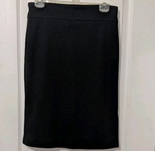 Vintage Studio Elastic Waist Stretch Midi Knee Length Pencil Skirt W/ Side Slit