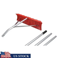 21ft Poly Roof Rake Snow Removal Tool 23in Blade Lightweight Adjustable Handle