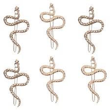 Snake Hair Pins Hair Clips 6pcs Bling Snake Hairpins Golden Metal Snake Headp...