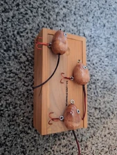3 Wooden Mouse Lures In Wooden Box