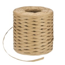 219 Yards 5mm Raffia Yarn Paper Ribbon Flat String for DIY Khaki 