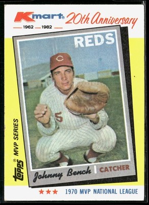 Johnny Bench 1982 Topps Kmart 20th Anniversary AL & NL MVP's #18 Cincinnati Reds