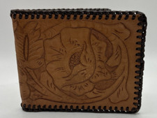 Vintage Leather Wallet - Hand Tooled Western Buck Stitch