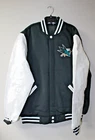 New NHL San Jose Sharks Reversible embroidery varsity poly black jacket men's L