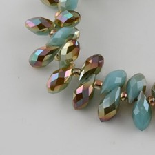 10 Teardrop Beads Glass Briolette Crystal Faceted 12mm Jewelry Supplies Teal