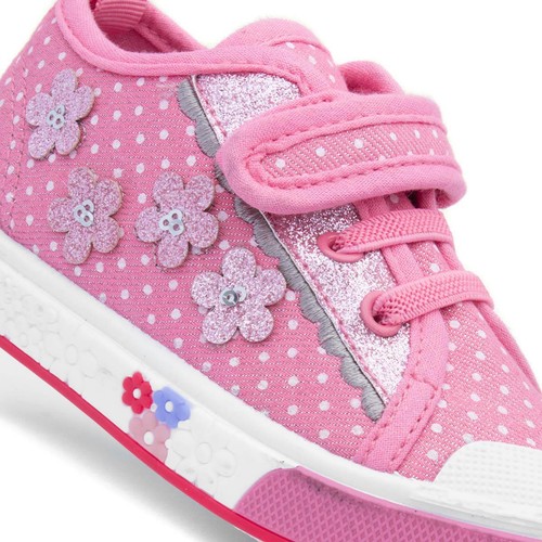 Walkright Kids Canvas Pink Girls Polka Dot Easy Fasten Shoes Shoe Zone