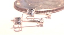 14kt Pure YELLOW GOLD SMALL 2MM Cubic Zirconia Screw Back Stud Earring 14kt Back