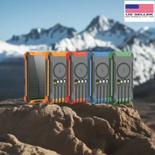 2025 Solar Charger Power Bank Wireless 4 iOS Type-C USB Cables iPhone Android