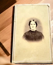 1800s Paris Illinois Victorian Era Women High Collar by IR Martin CDV Card Photo