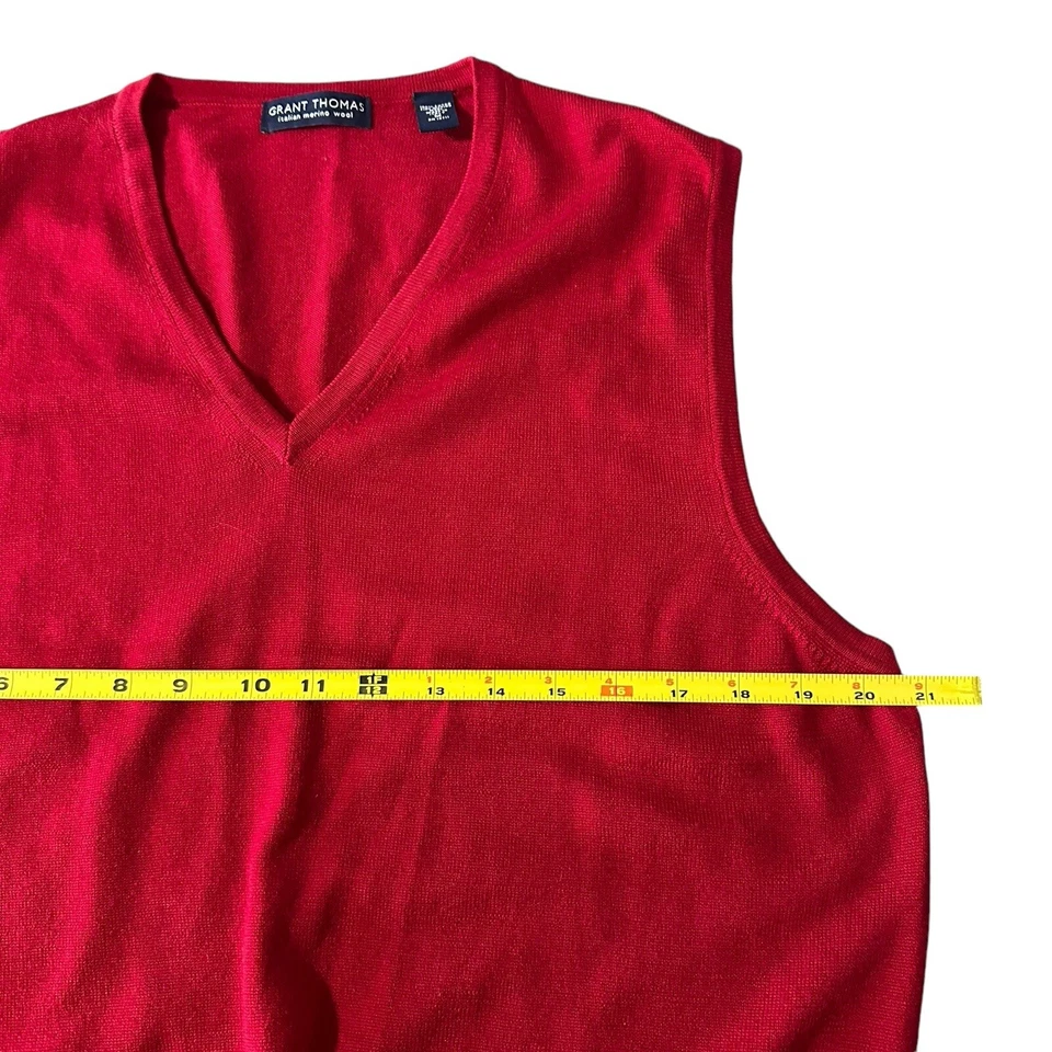 Grant Thomas Lote De 2 Chaleco Suéter Extra Fino Lana Merino Vino/Gris Hombres Talla M Usado en Excelente Condición Foto 4 de 4