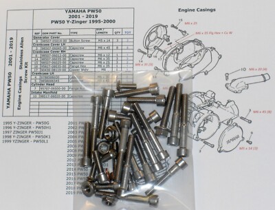 Yamaha PW50 2001-19 & Y-Zinger Stainless Allen bolts kit for