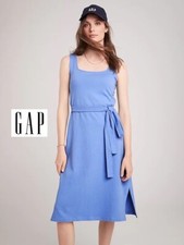 NWT GAP Women XXL Sporty Elegant Squareneck Belted Tank Soft Knit MIDI Dress